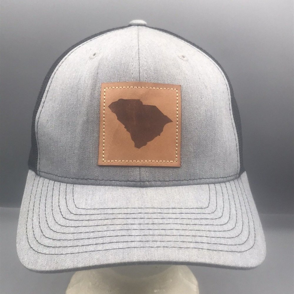 South Carolina Leather Patch Richardson Style 112 Trucker Cap Hat Snapback Gray